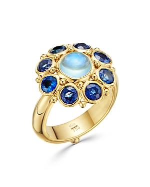 Temple St. Clair 18k Yellow Gold Blue Moonstone & Blue Sapphire Statement Ring