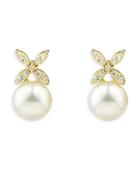 Bloomingdale's Freshwater Pearl & Diamond Stud Earrings In 14k Yellow Gold - 100% Exclusive