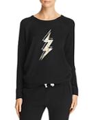 Theo & Spence Metallic Lightning Bolt Raglan Sweatshirt