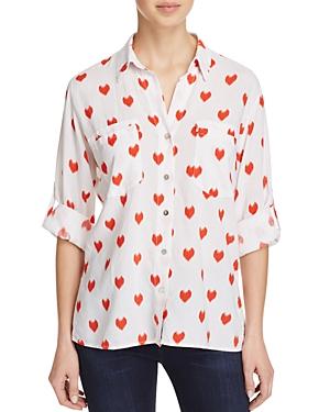 4our Dreamers Heart Print Roll Sleeve Shirt