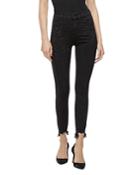 J Brand Alana High-rise Crop Jeans In Black Adorned