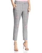 Marella Gong Floral-embroidered Plaid Pants