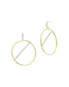Freida Rothman Radiance Pave Bar Hoop Drop Earrings In 14k Gold-plated & Rhodium-plated Sterling Silver