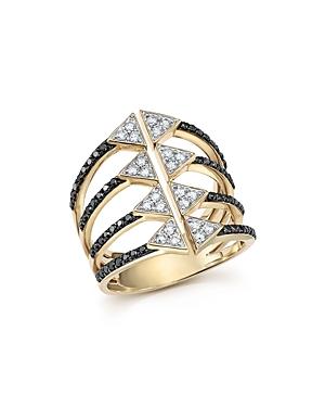 Black And White Diamond Micro Pave Statement Ring In 14k Yellow Gold - 100% Exclusive