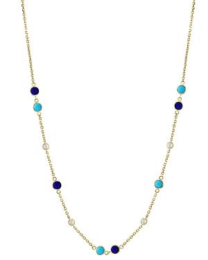 Bloomingdale's Lapis Lazuli, Turquoise & Diamond Accent Necklace In 14k Yellow Gold, 18 - 100% Exclusive