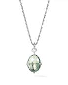 David Yurman Sterling Silver Chatelaine Prasiolite Small Pendant Necklace With Diamonds