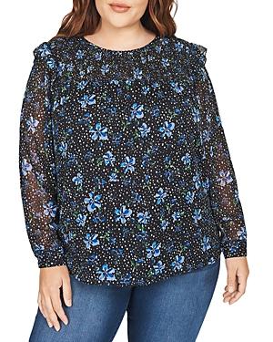 Daniel Rainn Plus Floral Print Ruffled Blouse