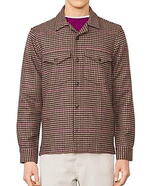 Officine Generale Jonas Wool Houndstooth Regular Fit Button Down Overshirt