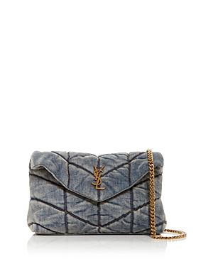 Saint Laurent Puffer Toy Quilted Denim Crossbody