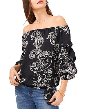 Vince Camuto Paisley Print Bubble Sleeve Off-the-shoulder Top