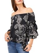 Vince Camuto Paisley Print Bubble Sleeve Off-the-shoulder Top
