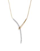Diamond Y Necklace In 14k Yellow And White Gold, .50 Ct. T.w.