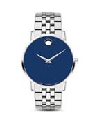 Movado Museum Classic Stainless Steel Blue Dial Watch, 40mm