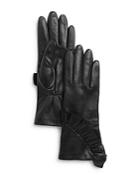 Aqua Ruffled Leather Tech Gloves - 100% Exclusive