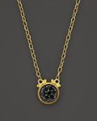 Gurhan 24k Yellow Gold Moonstruck Single Drop Black Pave Diamond Pendant Necklace, 15