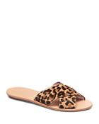 Loeffler Randall Women's Claudie Leopard-print Calf Hair Slide Sandals