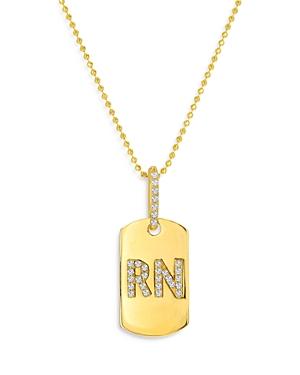 Bloomingdales Diamond Rn Dog Tag Pendant Necklace In 14k Yellow Gold, 0.10 Ct. T.w. - 100% Exclusive