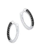 Bloomingdale's Black & White Diamond Reversible Huggie Hoop Earrings In 14k White Gold, 0.25 Ct. T.w. - 100% Exclusive