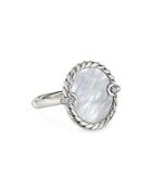 David Yurman Sterling Silver Dy Elements Mother-of-pearl & Diamond Ring