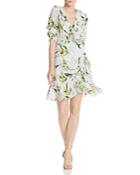 Adrianna Papell Floral Print Faux-wrap Dress