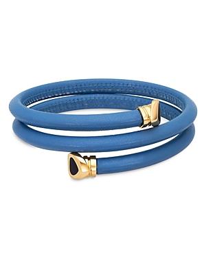 Marina B 18k Gold Trisolina Black Enamel Leather Coil Bracelet