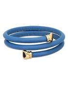 Marina B 18k Gold Trisolina Black Enamel Leather Coil Bracelet