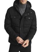 Reiss Tessil Flannel Puffa Hooded Short Jacket