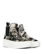 P448 Women's Lucy High Top Faux Fur Pull On Platform Sneakers
