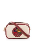 Tory Burch Perry Color Block Canvas & Leather Mini Crossbody