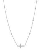 Roberto Coin 18k White Gold Tiny Treasure Diamond Cross Station Necklace, 16