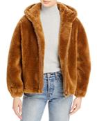 Yves Salomon Hooded Faux Fur Zip Jacket