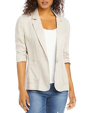 Karen Kane Ruched Sleeve Linen Blazer