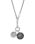 John Hardy Men's Sterling Silver Classic Chain Pyrite Accented Disc & Coin Amulet Transformable Pendant Necklace, 26