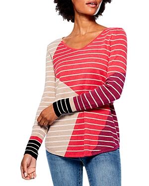 Nic And Zoe Angled Striped Vital V Neck Top