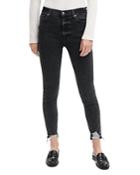 7 For All Mankind High Waist Chewed Hem Skinny Ankle Jeans In Kings