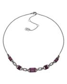 Lauren Ralph Lauren Pave & Purple Stone Statement Necklace In Hematite Tone, 16-19