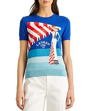 Lauren Ralph Lauren Crewneck Intarsia Short Sleeve Sweater
