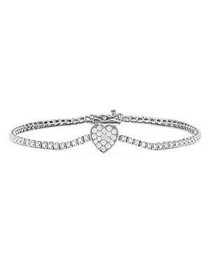 Bloomingdale's Diamond Heart Station Tennis Bracelet In 14k White Gold, 0.75 Ct. T.w. - 100% Exclusive