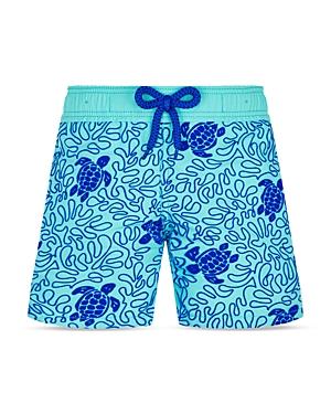 Vilebrequin Boys' Turtle Splash Flocked Regular Fit Swim Trunks - Little Kid, Big Kid