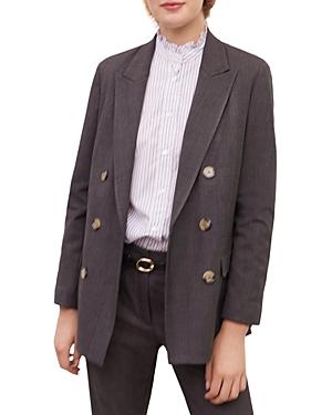 Gerard Darel Nora Plaid Double Breasted Blazer