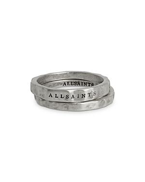 Allsaints Sterling Silver Signature Bands, Set Of 2