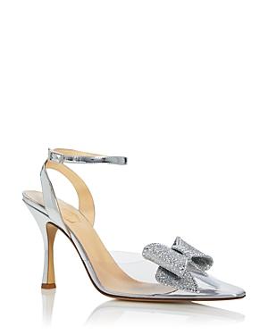 Nalebe Women's Snip Toe Crystal Bow High Heel Pumps