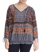 Lucky Brand Plus Scarf Print Peasant Blouse