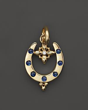 Temple St. Clair 18k Yellow Gold Horseshoe Pendant With Blue Sapphires And Diamond