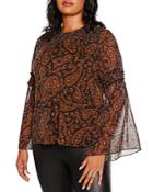 Belldini Plus Paisley Bell Sleeve Top