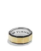 David Yurman Faceted Metal Band Ring With Black Diamonds And 18k Gold