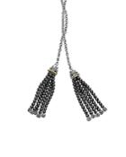 Lagos 18k Gold And Sterling Silver Lariat Necklace With Hematite Tassels, 42