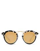 Krewe St Louis Ii 24k Gold Mirrored Round Sunglasses, 48mm