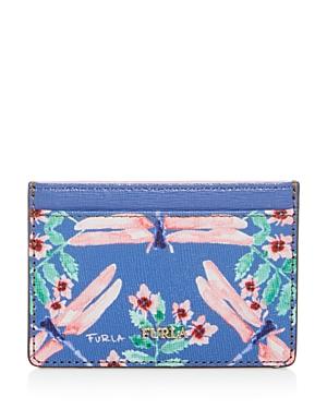 Furla Babylon Floral Print Small Embossed Leather Card Case