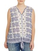 Lucky Brand Plus Tie-front Top